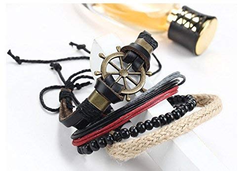 Lightweight Cool Adjustable Pirate Boat Anchor Leather Bracelet
