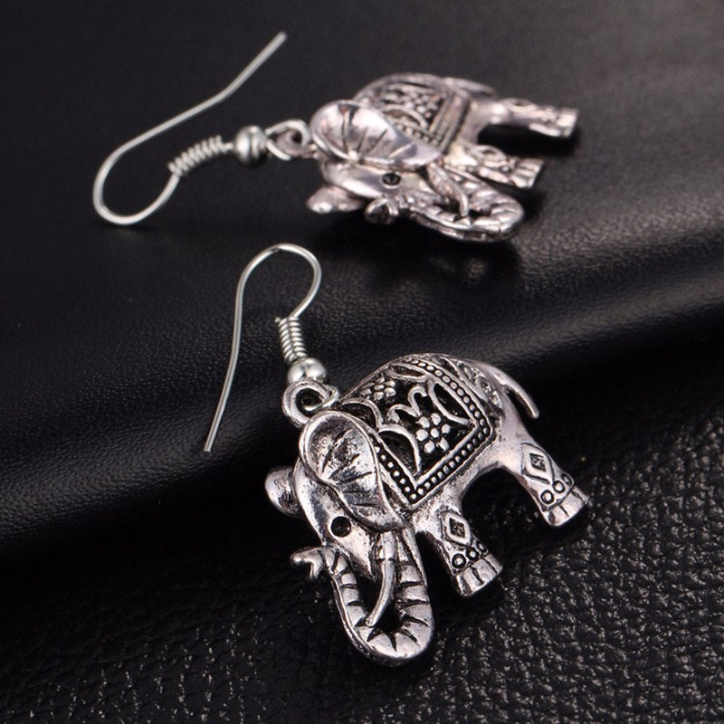 Carve Vintage Elephant Dangle Earrings