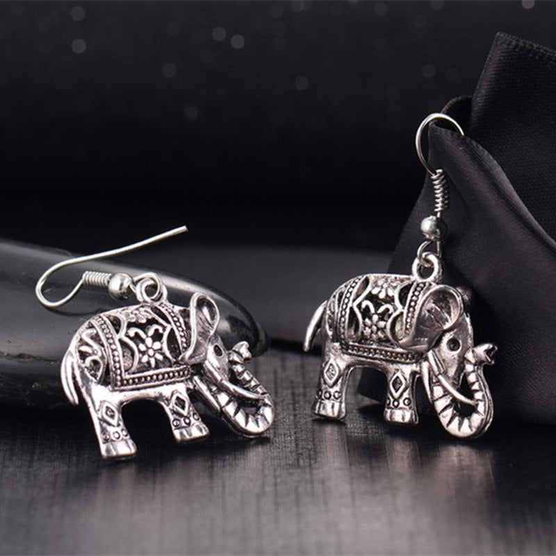Carve Vintage Elephant Dangle Earrings