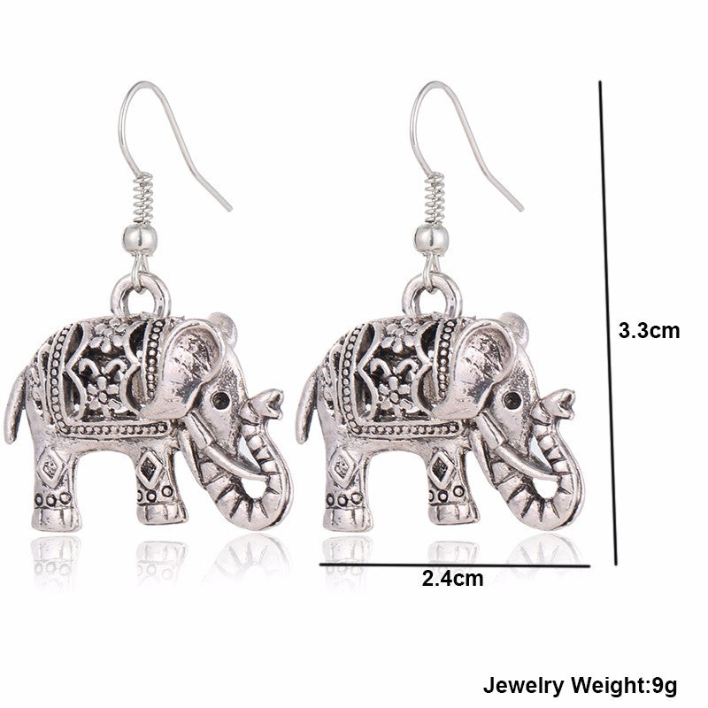 Carve Vintage Elephant Dangle Earrings