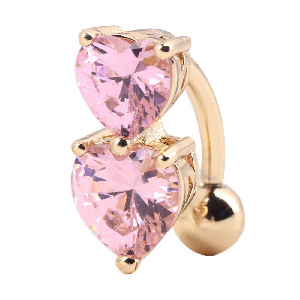 Exquisite Double Heart Belly Dangle