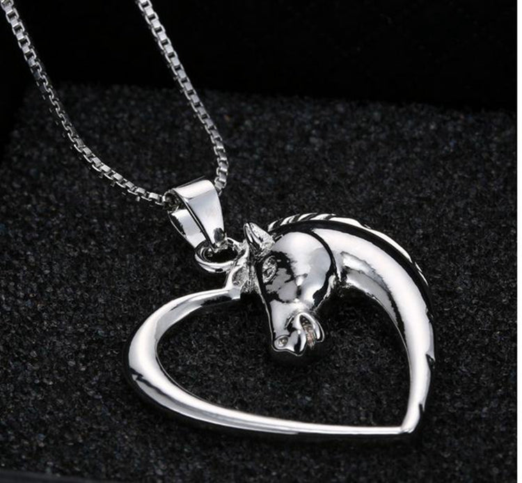 925 Silver Charming Horse Pendant Necklace
