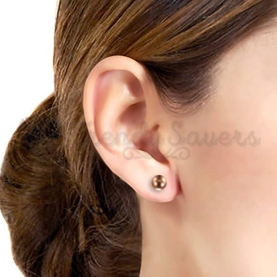 Hypoallergenic Surgical Steel Rose Gold Pierced Ball Stud Earrings 6MM Unisex