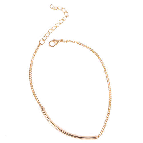New Women Golden Tone Elbow Pipe Chain Anklet