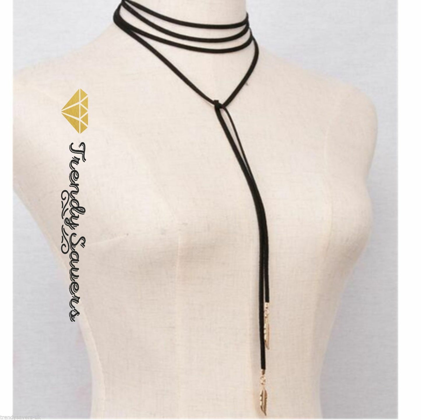 Women Retro Gothic Black Velvet Choker Charm Necklace Long Chain Leaf Pendant