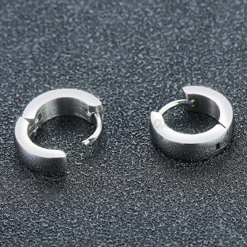 Simple Stainless Steel Silver Small Hoop Huggie Earrings for Men Women