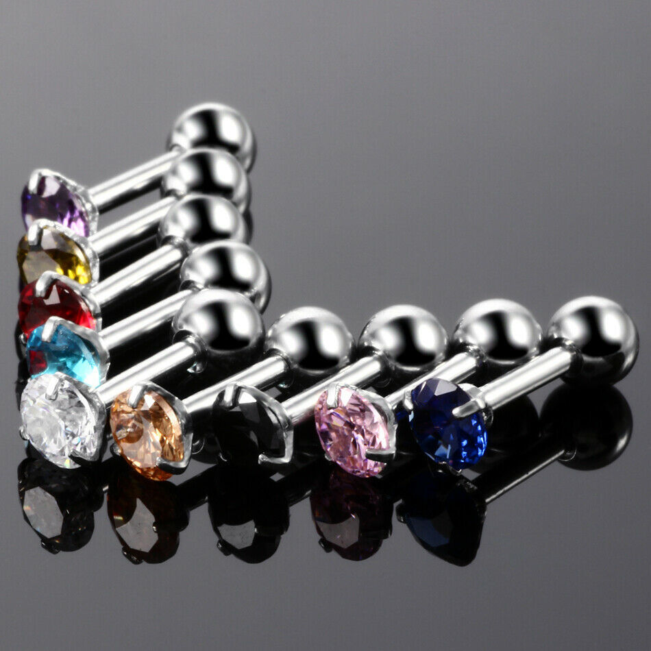 Stud Tragus Earring Set 16G CZ Crystal Surgical Steel Helix Jewelry Women Men