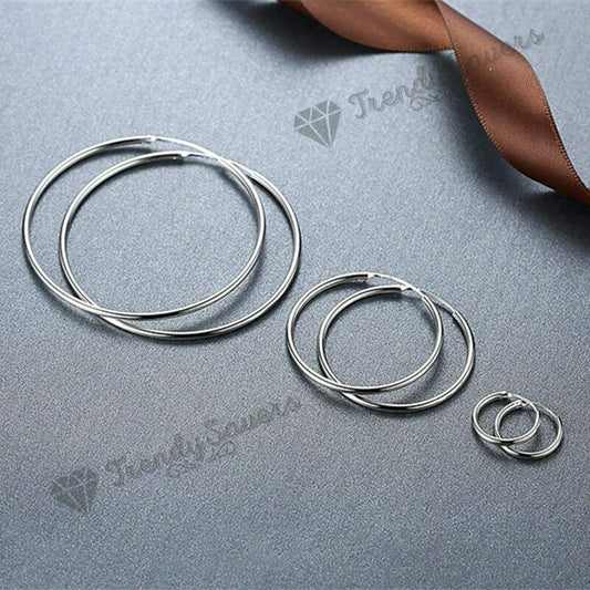 925 Sterling Silver Plated 18K Yellow/Rose Gold Endless  round hoop Earrings