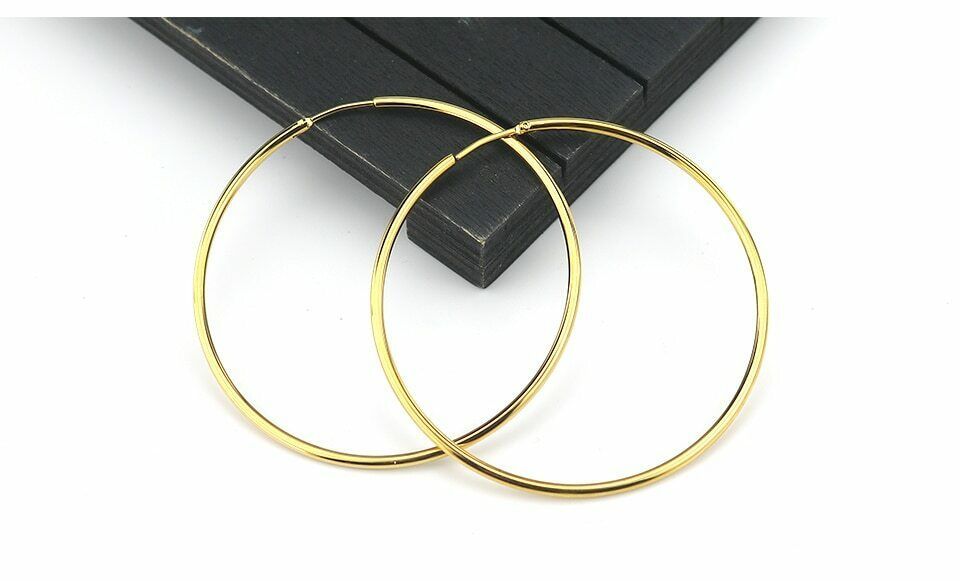 925 Sterling Silver Plated 18K Yellow/Rose Gold Endless  round hoop Earrings