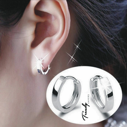 Women's Men's 925 Silver Filled Small Round Hoop earrings Sleeper Earrings