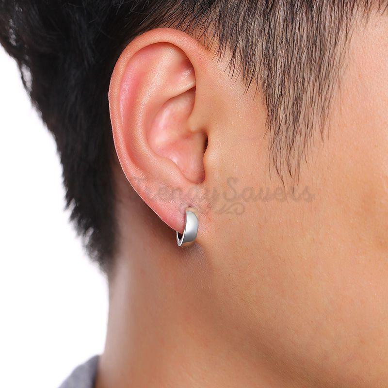 Simple Stainless Steel Silver Small Hoop Huggie Earrings for Men Women