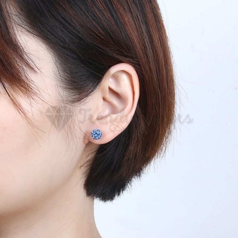 Surgical Steel 6MM Blue Shamballa Disco Ball Cartilage Ear Stud Fashion Earrings