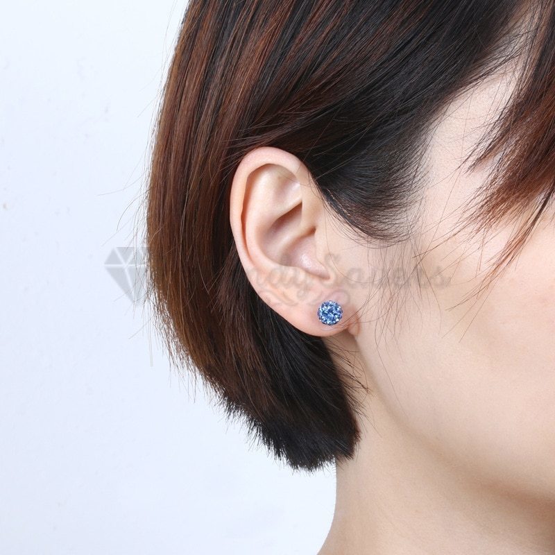 Surgical Steel 6MM Blue Shamballa Disco Ball Cartilage Ear Stud Fashion Earrings