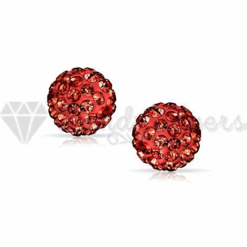 Surgical Steel Pair 5MM Red Disco Ball Crystal Ear Piercing Studs Stud Earrings