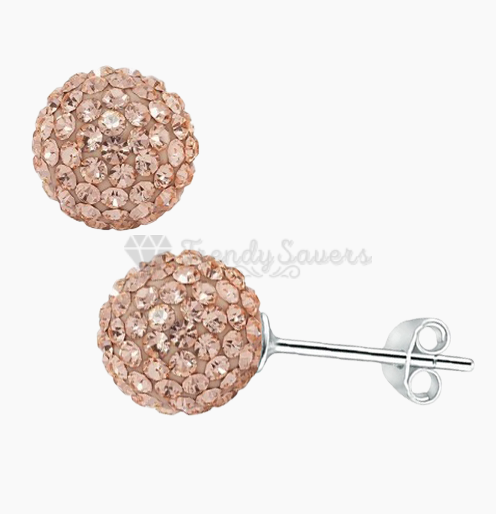 Disco Ball Champagne Ear Piercing Studs Stud Earrings Surgical Steel Pair 5MM