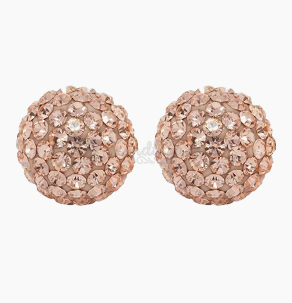 Disco Ball Champagne Ear Piercing Studs Stud Earrings Surgical Steel Pair 5MM