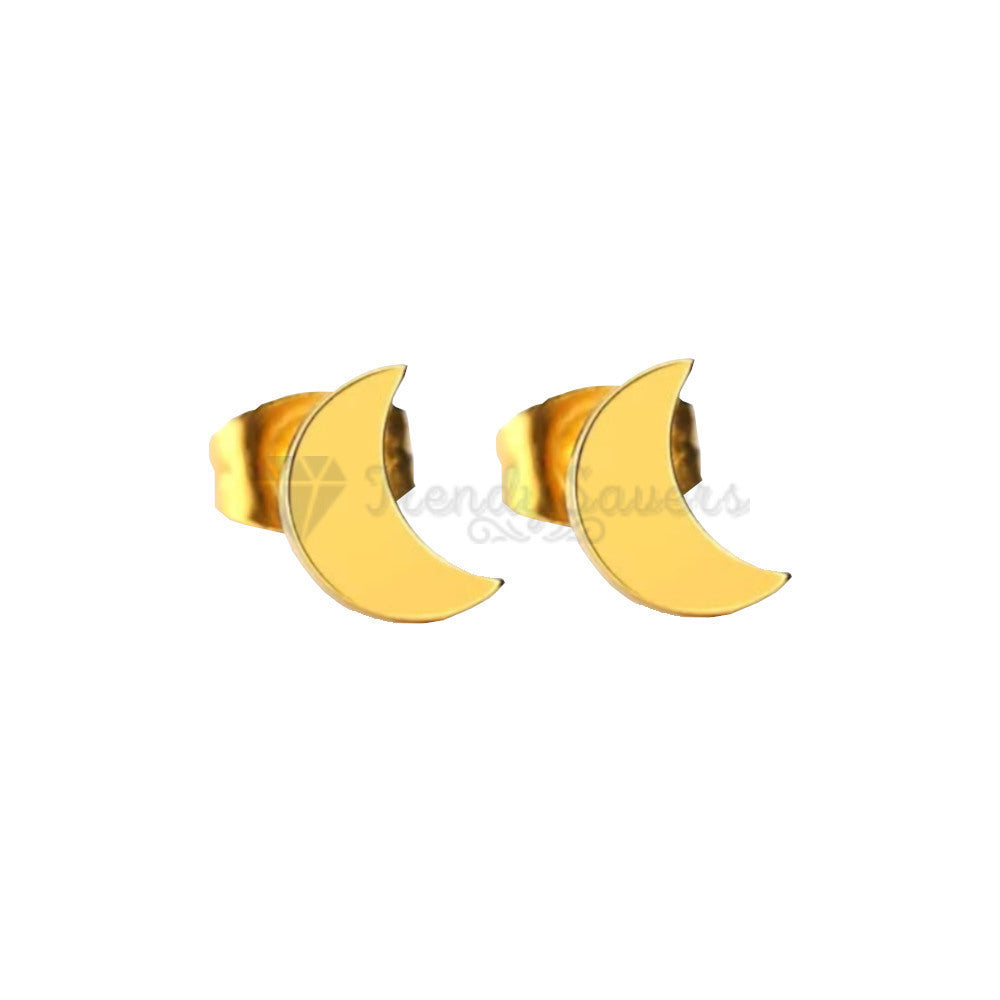 Hypoallergenic Stainless Steel Gold Lovely Moon Ear Stud Fashion Trend Earrings