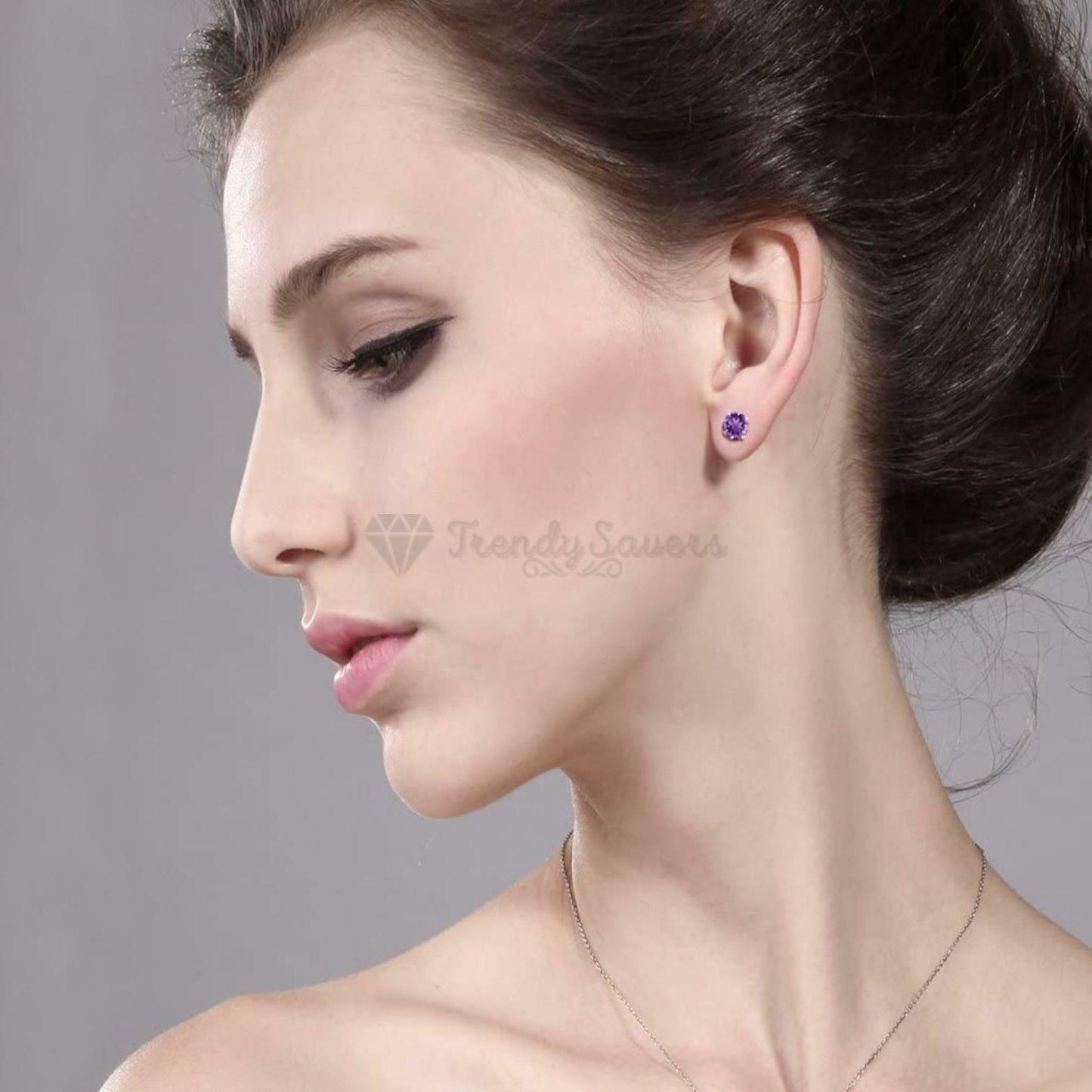 316L Surgical Steel Diamond Cut Purple Amethyst Cartilage Ear Stud Earrings 4MM