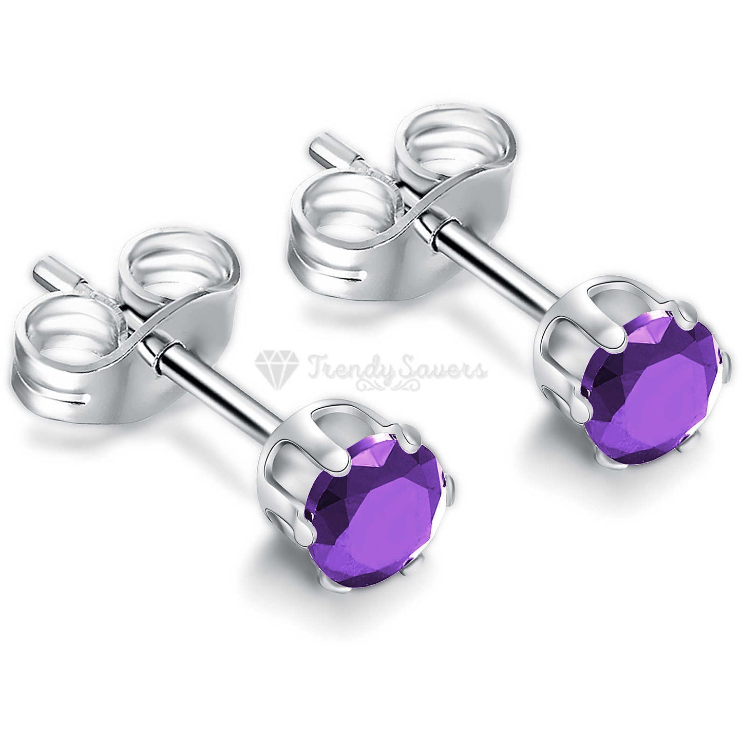 7MM Pair Stainless Steel Cartilage Helix Tragus Purple Stud Earrings Jewellery