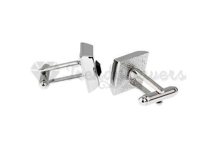 Silver Small Black Onyx Gemstone Square Cuff Link Mens Stainless Steel Cufflinks