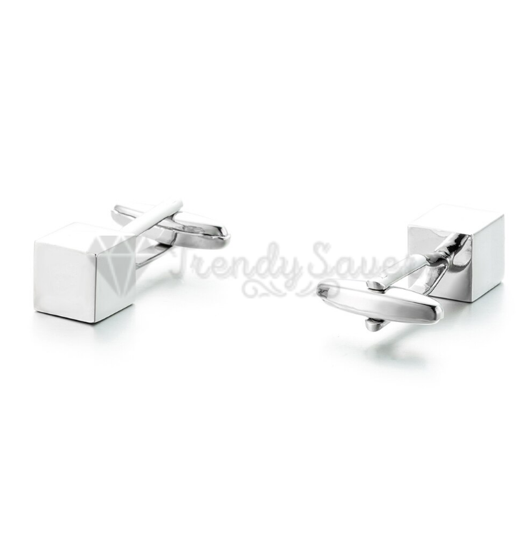 Mens Boys Stainless Steel Business Shirt Silver Square Cube Cuff Link Cufflink