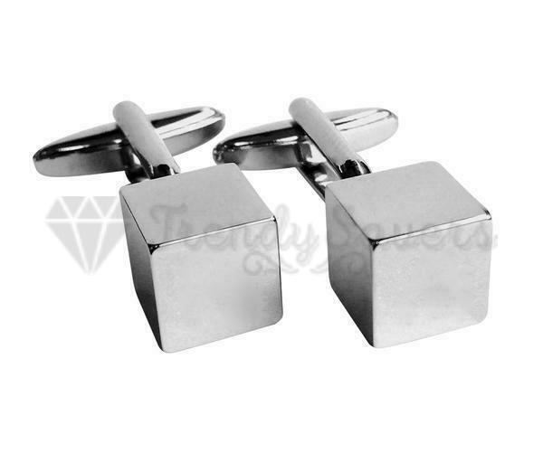 Mens Boys Stainless Steel Business Shirt Silver Square Cube Cuff Link Cufflink