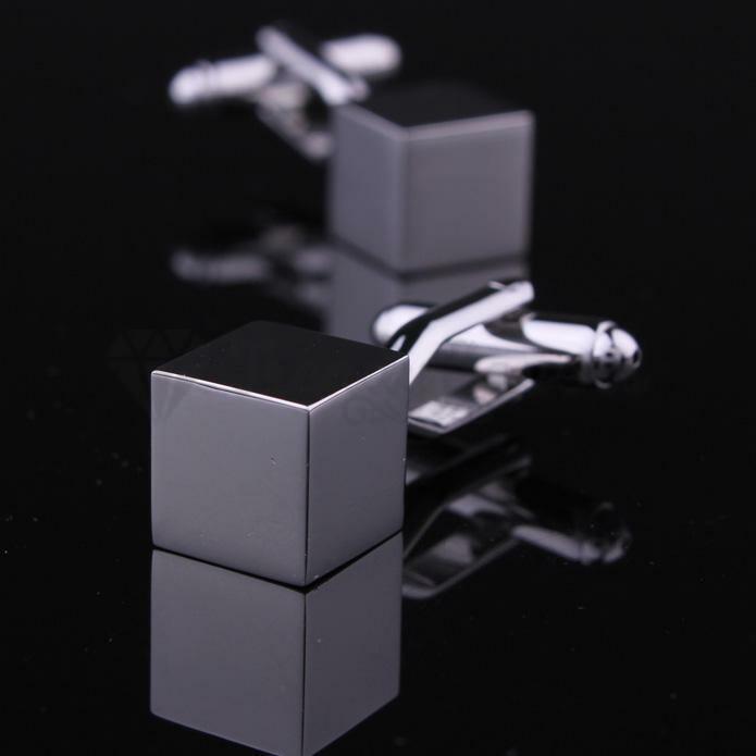 Mens Boys Stainless Steel Business Shirt Silver Square Cube Cuff Link Cufflink