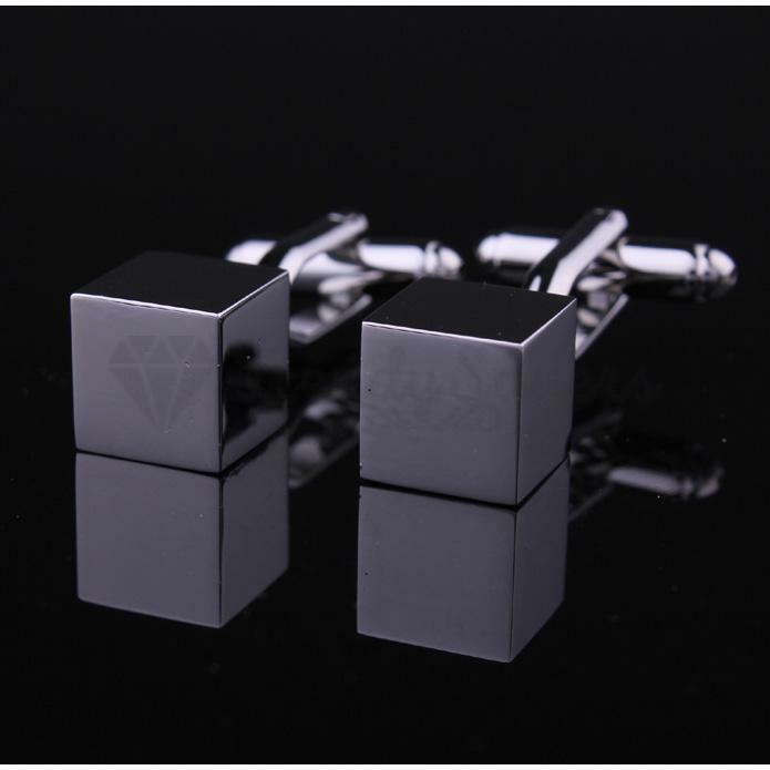 Mens Boys Stainless Steel Business Shirt Silver Square Cube Cuff Link Cufflink