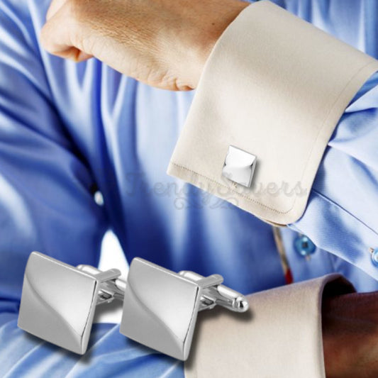 Silver Plated Square Shape Cuff Link Cufflink Shirt Wedding Suit Mens Accessory