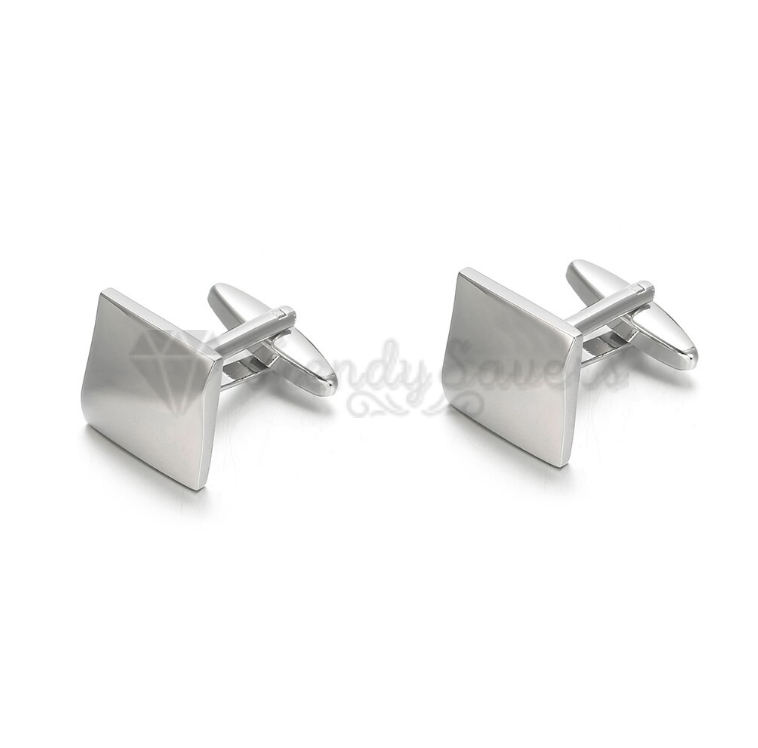 Silver Plated Square Shape Cuff Link Cufflink Shirt Wedding Suit Mens Accessory