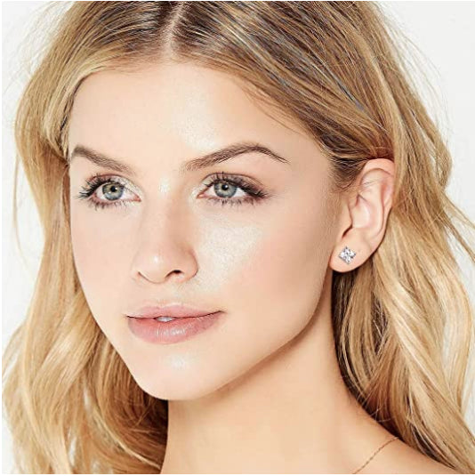 Women Girls Men Exquisite 18K White Gold Plated Stud Earrings 3A Cubic Zirconia