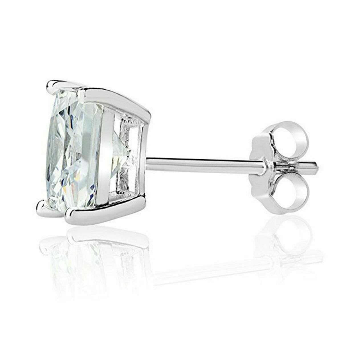 Men Women Kids 18K Gold Plated Square Diamond Cut Clear Silver Ear Stud Earrings