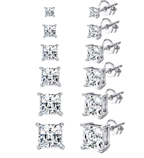 Women Girls Men Exquisite 18K White Gold Plated Stud Earrings 3A Cubic Zirconia