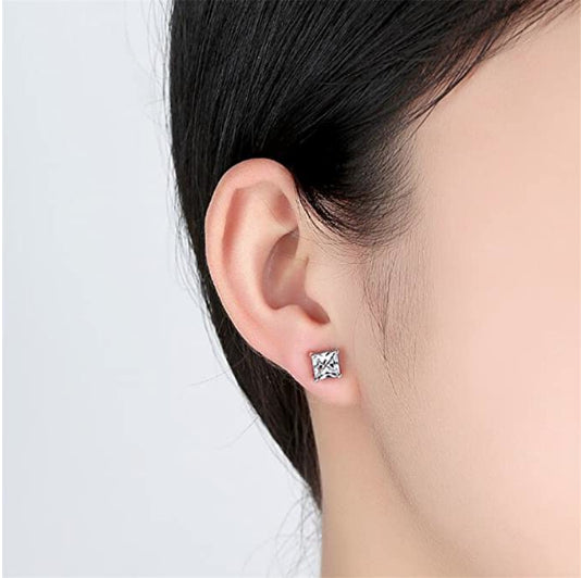 Women Girls Men Exquisite 18K White Gold Plated Stud Earrings 3A Cubic Zirconia