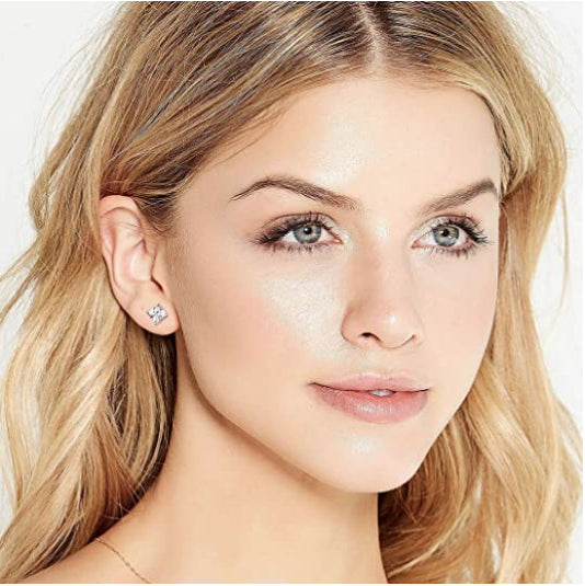 Women Girls Men Exquisite 18K White Gold Plated Stud Earrings 3A Cubic Zirconia