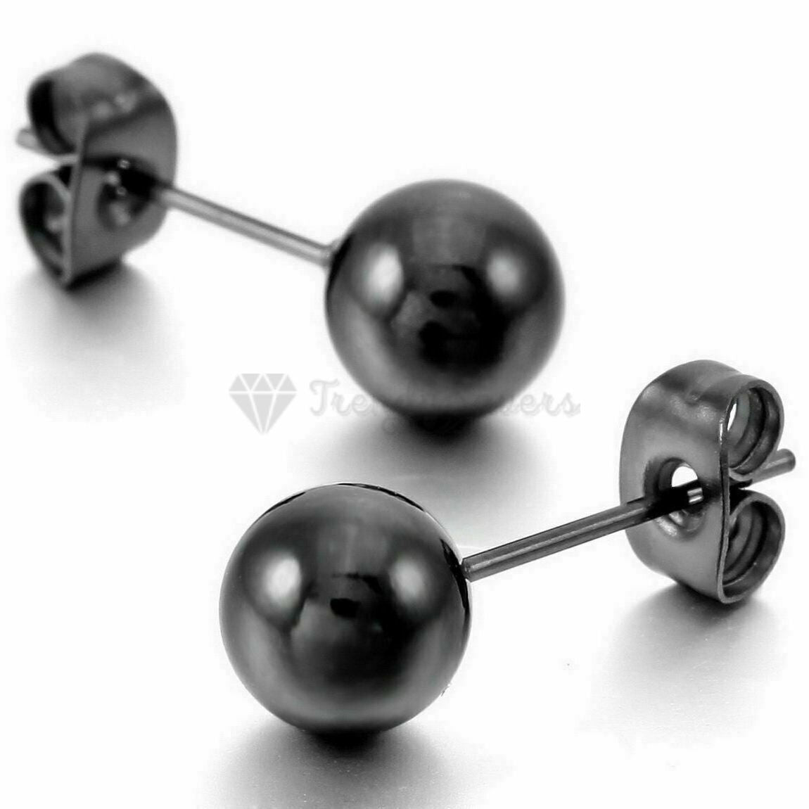 6MM Classic Punk Stainless Steel Round Black Cartilage Ball Ear Studs Earrings