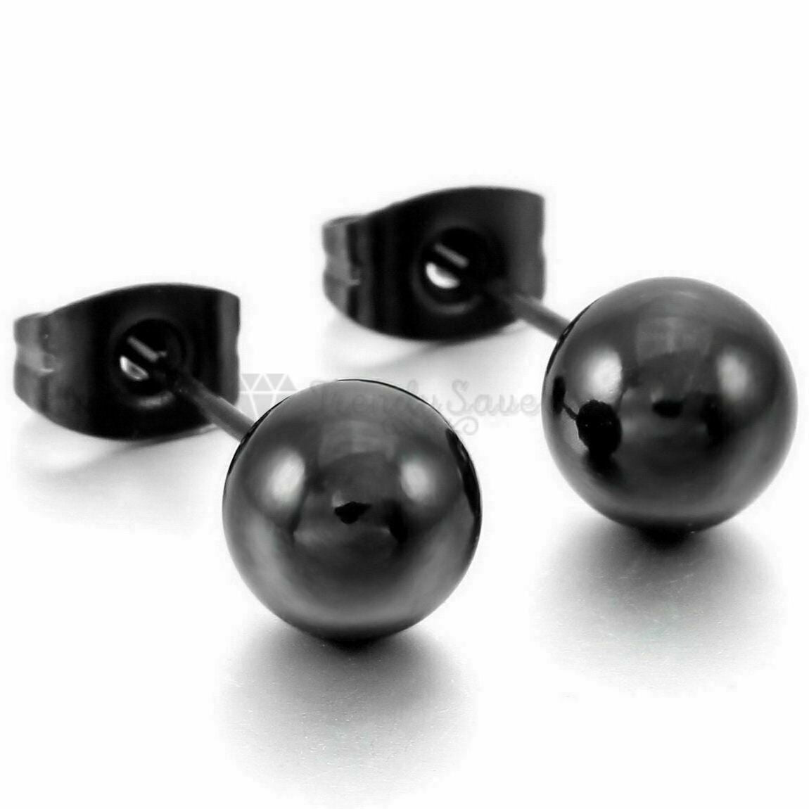 6MM Classic Punk Stainless Steel Round Black Cartilage Ball Ear Studs Earrings