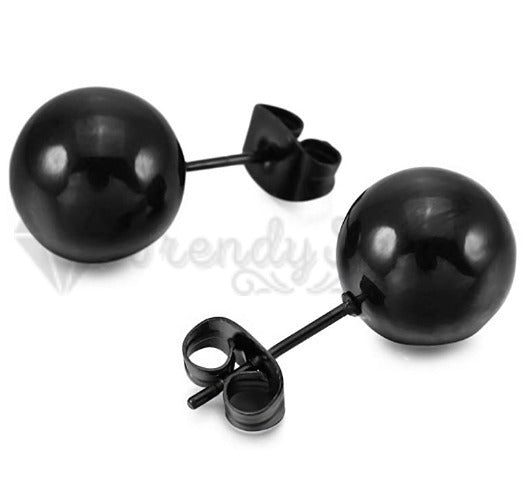 7MM Hypoallergenic Polish Round Black Cartilage Helix Ball Stud Earrings Unisex
