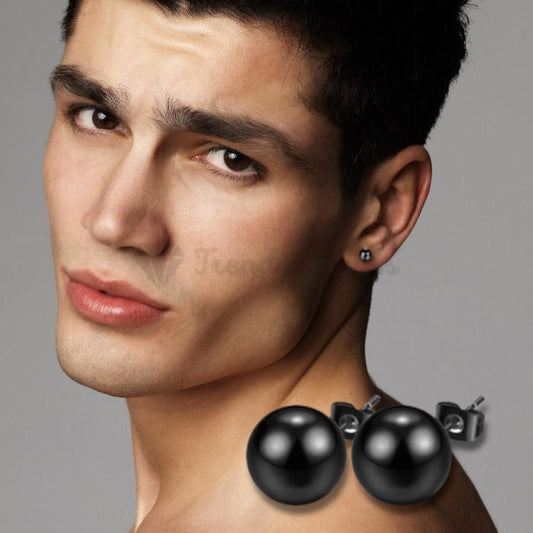 7MM Hypoallergenic Polish Round Black Cartilage Helix Ball Stud Earrings Unisex