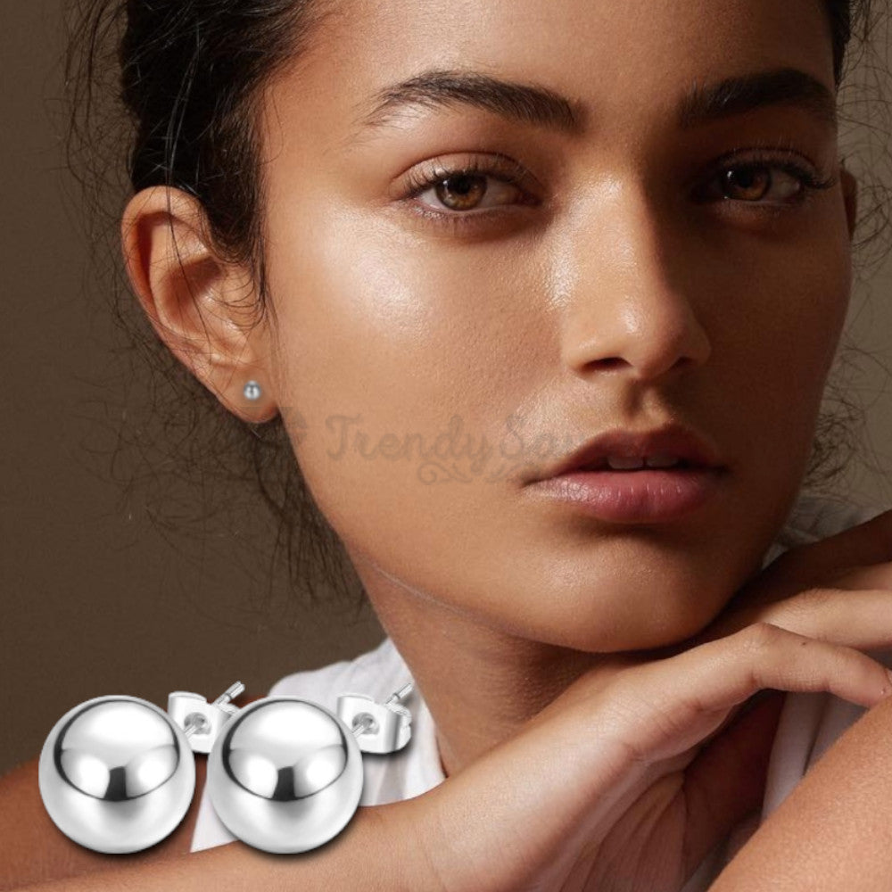 7MM Classic Stainless Steel Silver Ball Bead Cartilage Stud Men Women Earrings