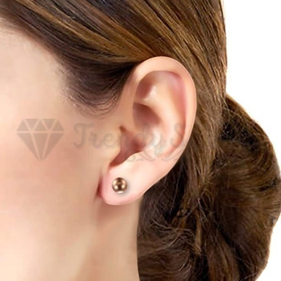 Hypoallergenic Surgical Steel Rose Gold Pierced Ball Stud Earrings 6MM Unisex