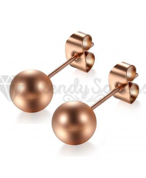 316L Surgical Steel Rose Gold Round Dome Ball Studs Earrings 8MM Hypoallergenic
