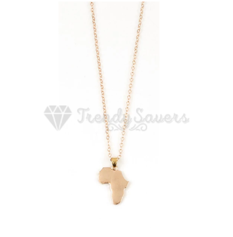Rose Gold Plated Africa Map Continent Pendant Cable Link Chain Necklace Jewelry