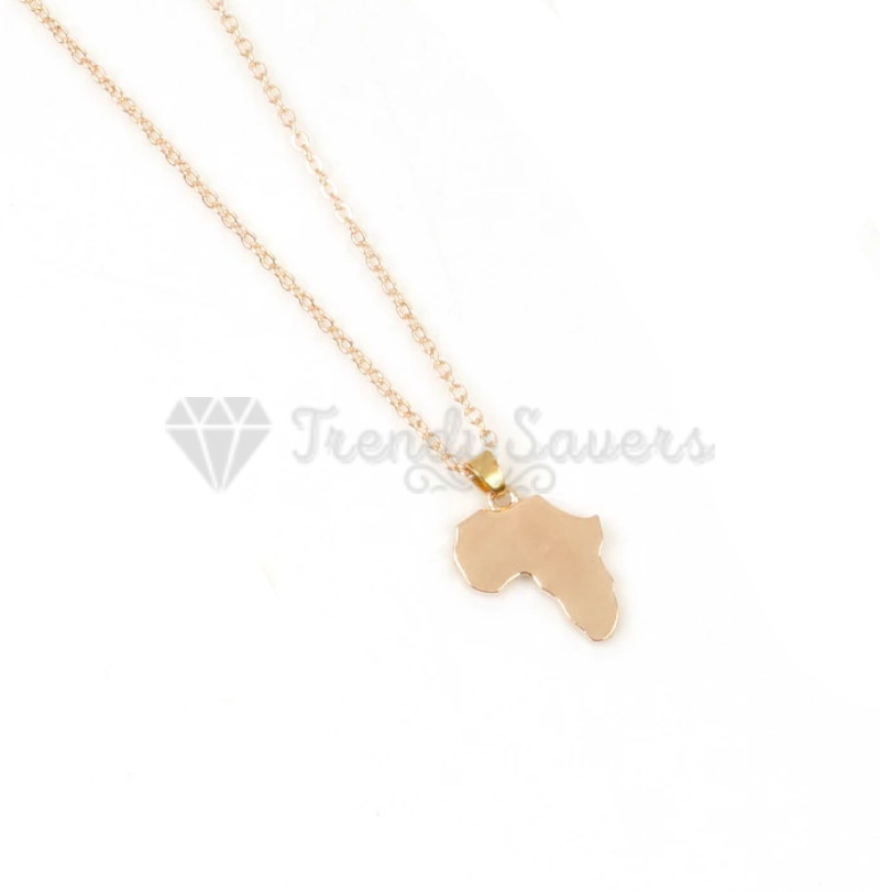 Rose Gold Plated Africa Map Continent Pendant Cable Link Chain Necklace Jewelry