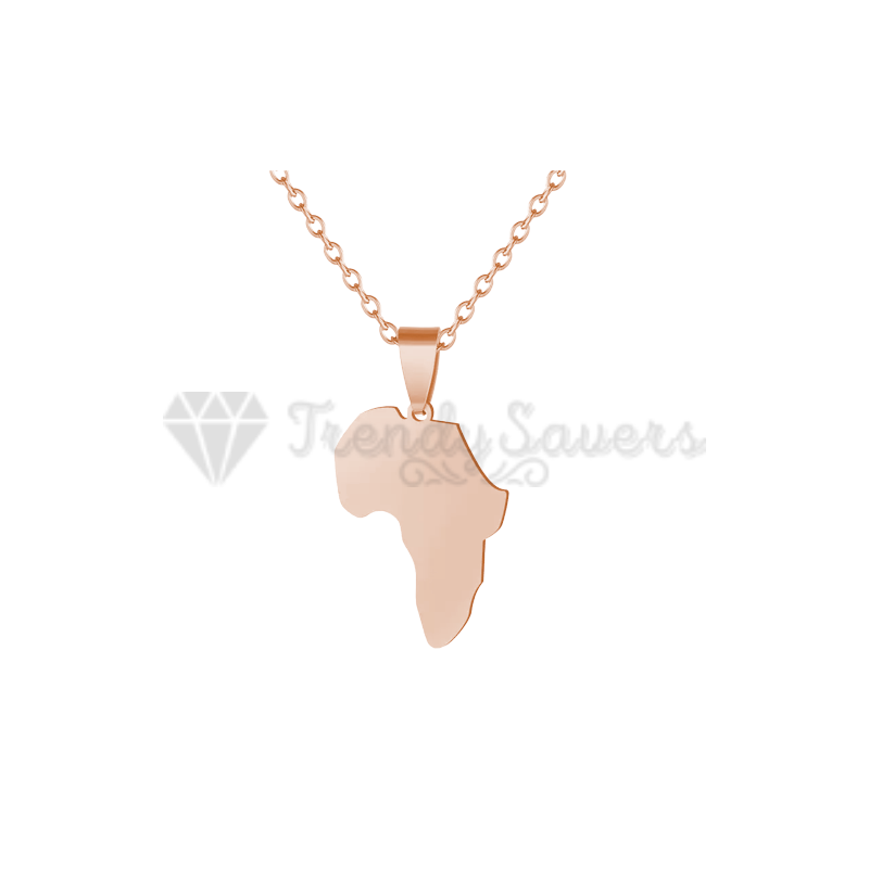Rose Gold Plated Africa Map Continent Pendant Cable Link Chain Necklace Jewelry