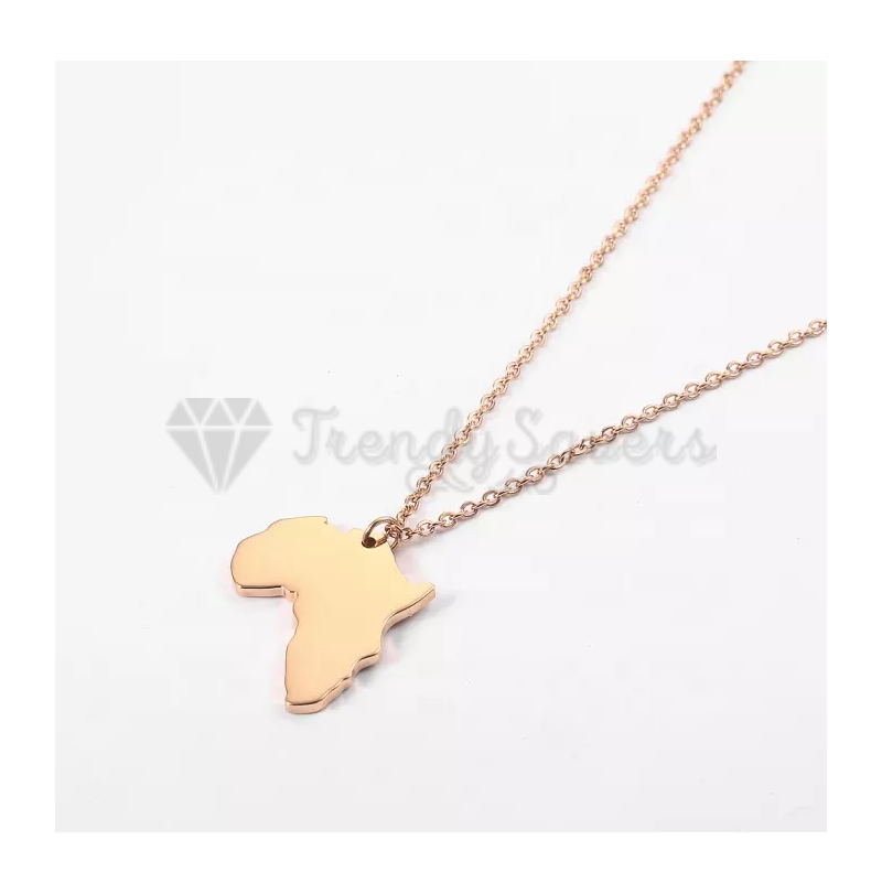 Rose Gold Plated Africa Map Continent Pendant Cable Link Chain Necklace Jewelry