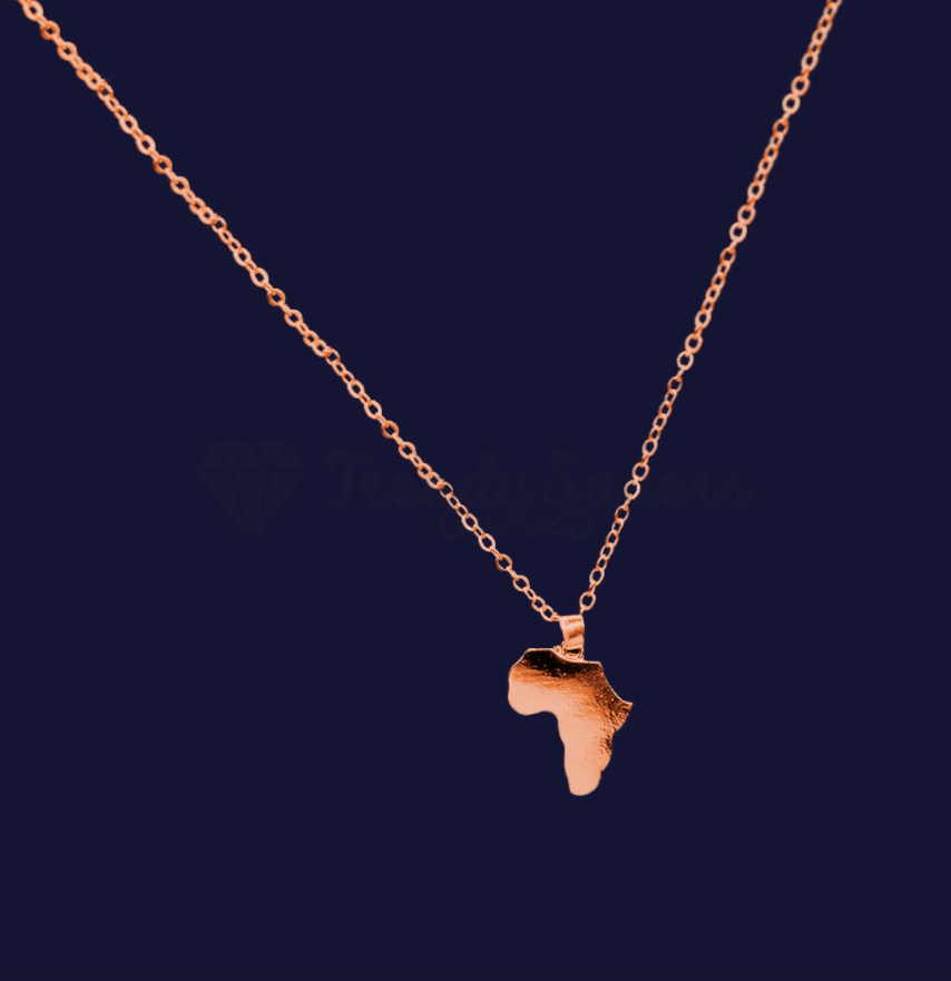Rose Gold Plated Africa Map Continent Pendant Cable Link Chain Necklace Jewelry