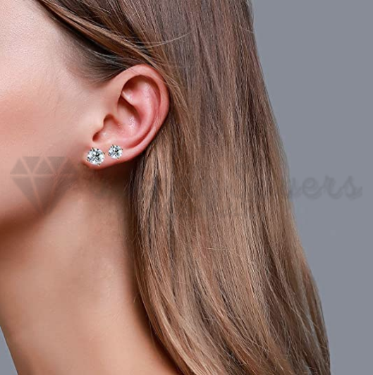 4MM Small Rose Gold Plated CZ Cubic Zirconia Crystal Ear Studs Piercing Earrings