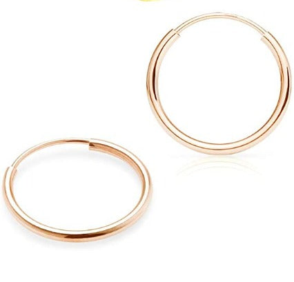 2.5CM Simple Genuine Real 925 Sterling Silver Rose Gold Big Tiny Hoop Earrings