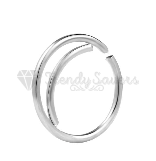 Surgical Steel Nose Ring Septum Double Stack Silver Ear Helix Tragus Ring Hoop